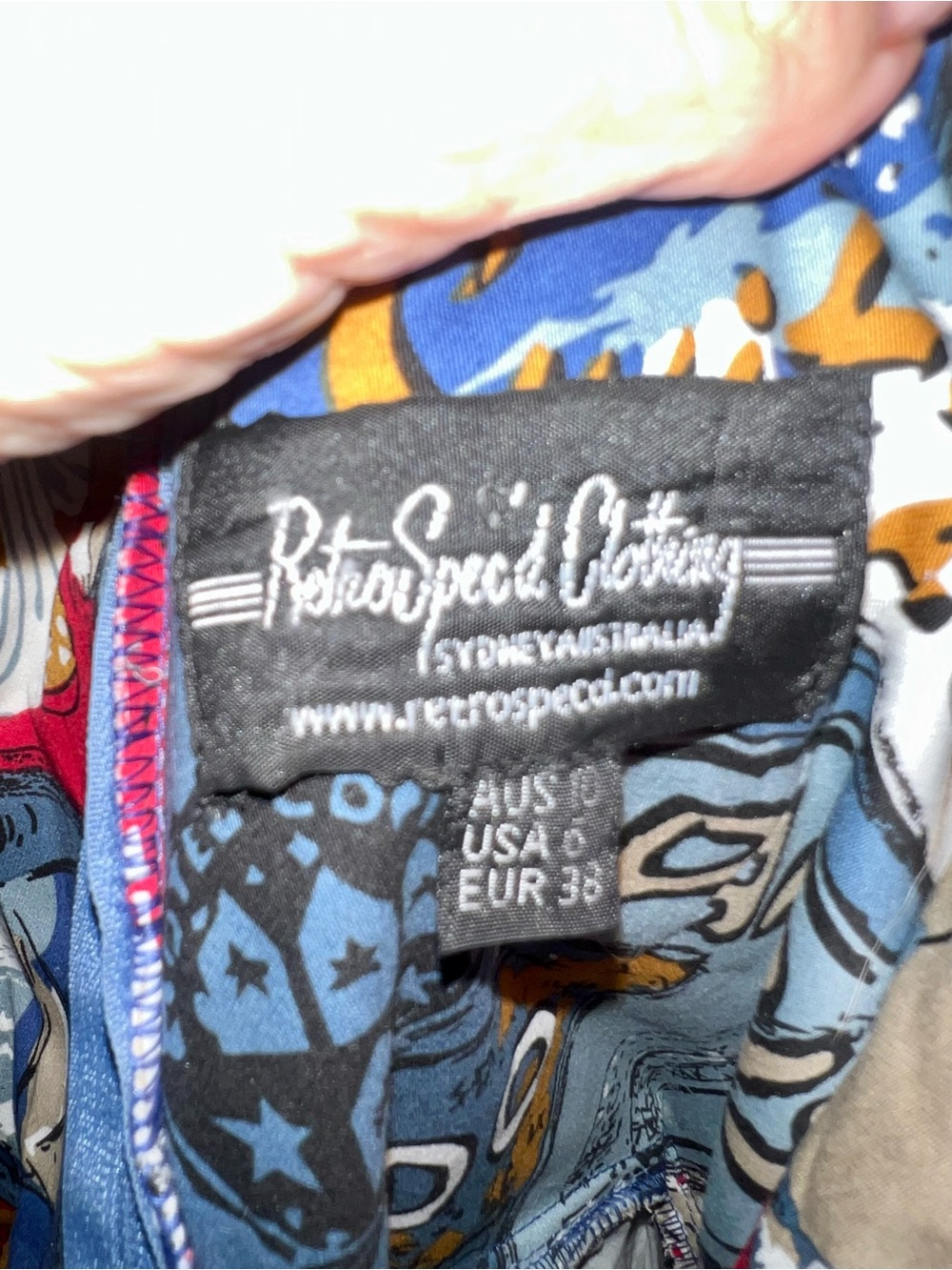 Retrospecd Blue Printed World Travels Dress